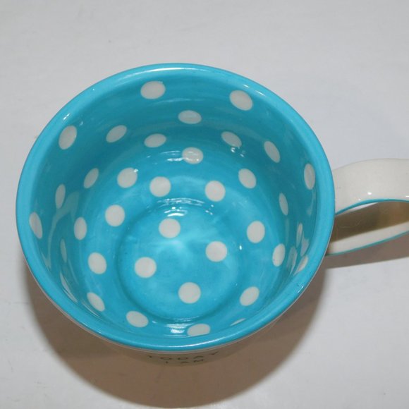 Today i Am Grateful White Blue Polka Dot Coffee Tea mug - Picture 5 of 6